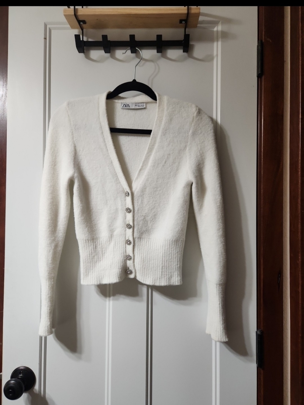 Zara White Fuzzy Soft Cardigan - S